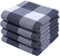 Homaxy 100% Cotton Waffle Weave Check Plaid Kitchen Towels, 13 x 28 Inches, Super Soft and Absorbent Dish Towels for Drying Dishes, 4-Pack, White & Dark Grey