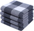 Homaxy 100% Cotton Waffle Weave Check Plaid Kitchen Towels, 13 x 28 Inches, Super Soft and Absorbent Dish Towels for Drying Dishes, 4-Pack, White & Dark Grey