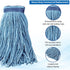 (3 Pack) Commercial Mop Head Replacement, Blue Cotton Looped End String, Industrial Cleaning Mop Heads Replacements Refill