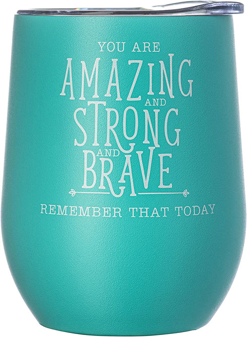 DiverseBee Inspirational Thank You Gifts for Women, Mom, Girls, Wife, Girlfriend, Coworker, Nurses, Best Friend, Encouragement Birthday Wine Gifts for Her - Insulated Wine Tumbler Cup with Lid (Aqua)