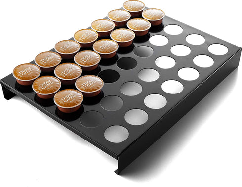 TINAMO Kcup Coffee Pods Holder Steel | Kpod Coffee Pods Holder Compatible with 35 K-cup | Kpod Coffee Pod Organizer | Black Steel Kcup Holder 35 | Countertop or in Drawer Storage (5x7)