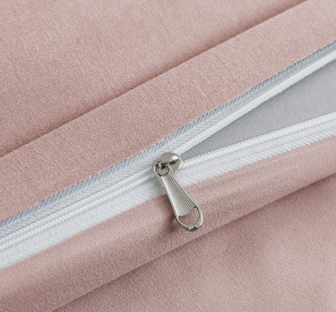 Mohap Duvet Cover Queen Pink 3 Pieces Set Solid Color Soft Double Brushed Microfiber Comforter Cover with Zipper Clousre