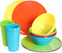 Youngever 18 Piece Plastic Kitchen Dinnerware Set, Plates, Dishes, Bowls, Cups, Service for 6 (Rainbow Colors)