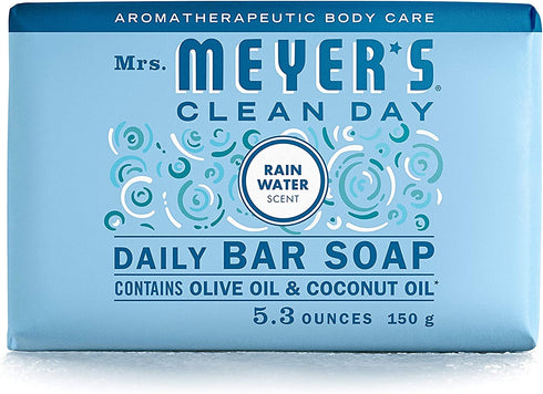 Mrs. Meyer's Bar Soap, Use as Body Wash or Hand Soap, Made with Essential Oils, Rain Water, 5.3 oz, 1 Bar