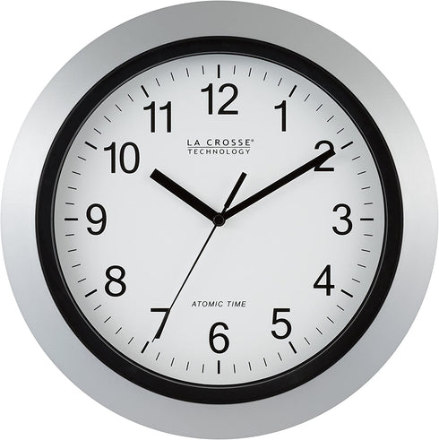 La Crosse Technology WT-3129S 12 Inch Atomic Analog Wall Clock-Silver, 12"