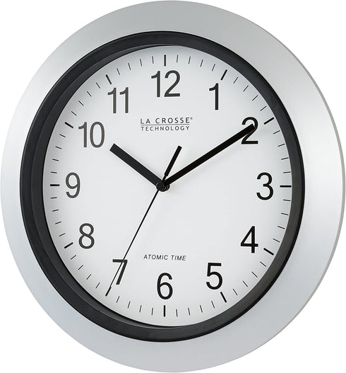 La Crosse Technology WT-3129S 12 Inch Atomic Analog Wall Clock-Silver, 12"