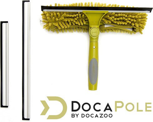 DocaPole Window Squeegee and Scrubber Combo Attachment, 3 Squeegee Blades Included, Compatible with Any DocaPole