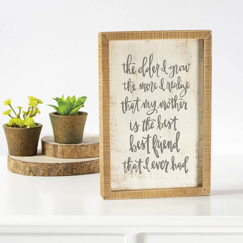 Primitives by Kathy Hand-Lettered Inset Box Sign, 8 x 12-Inches, My Mother is My Best Friend