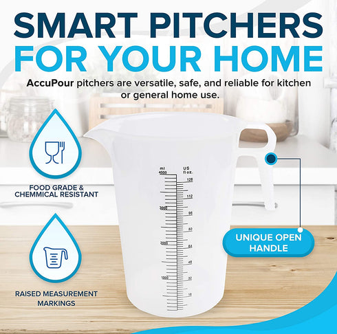 ACCUPOUR 64oz Plastic Measuring Pitcher, Large Measuring Pitcher, Great Oil Measuring Cup