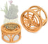 Set of 2 Mini Rattan Woven Plant Stand for Indoor Plants Round Decorative Flower Riser Holder Modern Plant Stand with Boho Plant Stand Holder Suitable Fits 4'' and 6'' Pots