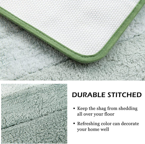 KMSON Ombre Bath Mat Bathroom Rugs, Non Slip Ultra Soft and Water Absorbent Bath Carpet, Machine Washable Quick Dry Bedroom Door Mat Living Room Rug Green 17" x 24"