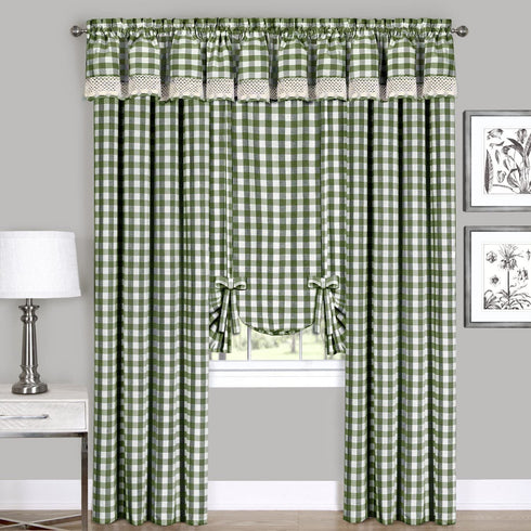 Achim Home Furnishings Valance Buffalo Check Window Curtain, 58 in x 14 in, Sage & Ivory