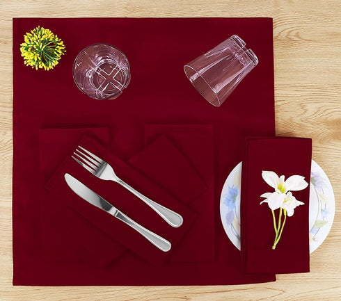 Utopia Kitchen Cloth Napkins 18 by 18 Inches, 12 Pack Burgundy Dinner Napkins, Cotton Blend Soft Durable Napkins