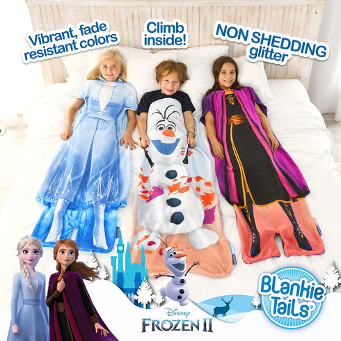 Blankie Tails | Disney Frozen Wearable Blanket - Frozen Disney Movie Double Sided Soft Disney Blanket Minky Fleece Blanket (56'' H x 30' W (Kids Ages 5-12), Frozen 2 - Anna Dress)