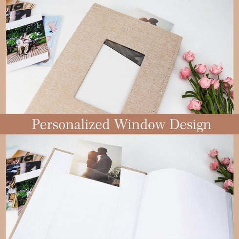 Vienrose Photo Album 4x6 300 Pockets Linen Frame Cover with Memo Areas Photobook Large Capacity Pictures Book for Wedding Family Baby Vacation