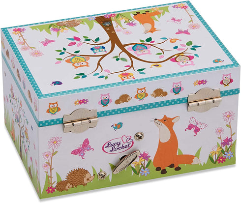 Lucy Locket 'Woodland Animals' Musical Jewelry Box for Children - Beautiful Kids' Jewelry Box with Dancing Owl