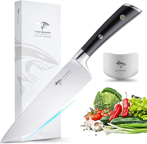 MAD SHARK 8 Inch Chef Knife, German Military Grade Composite Steel, ULTRA-SHARP, Quality Kitchen Chopping Knife, Vegetable or Meat Cutting, Cooking Chief Knife, High Carbon Stainless