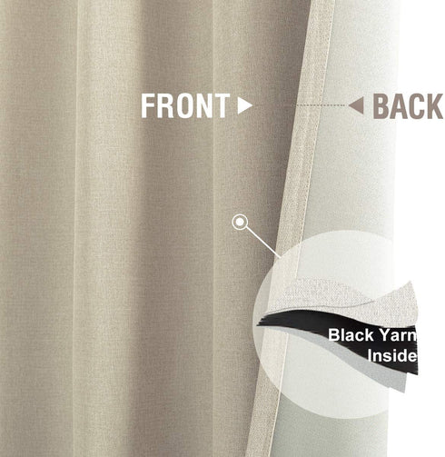 jinchan Linen Textured 72 inch Long Room Darkening Greyish Beige Curtains for Bedroom Light Reducing & Thermal Insulating Curtain Panel One Panel