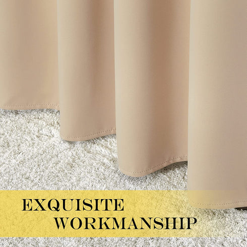 NICETOWN Room Darkening Biscotti Beige Curtain - Modern Design Light Reducing & Privacy Protection Short Window Drape/Drapery for Kid's Room, 52x84 inches, 1 Piece