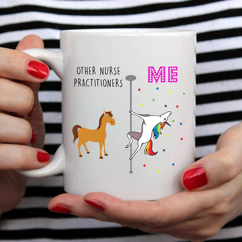 YouNique Designs Nurse Practitioner Mug, 11 Ounces, Unicorn Mug for Nurse Practitioner Graduation Gifts (White)
