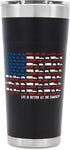 Camco Life is Better at The Campsite Stainless Steel Insulated Twist Top Tumbler- Charcoal, U.S. Flag Print 20 oz. | Superior Ice/Heat Retention | U.S. Flag Print Made of Mini RVs (53065)