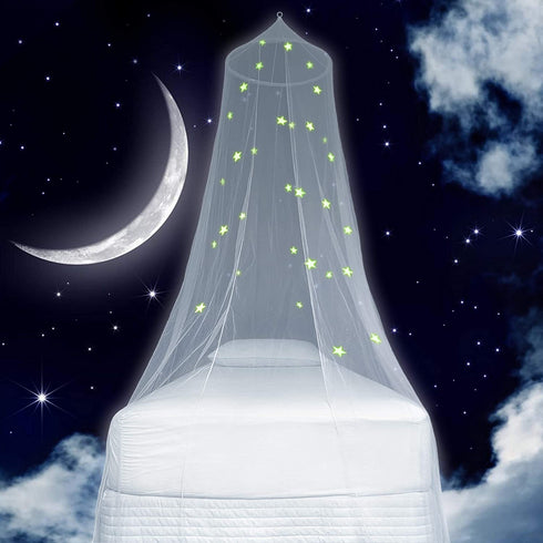 Zeke and Zoey Kids Hanging Bed Canopy for Girls Bed or Boys with Glow in The Dark Stars, The Bed Netting Stars Will Light up Your Child™s own Galaxy. Ideal Bedroom Decorative Tent