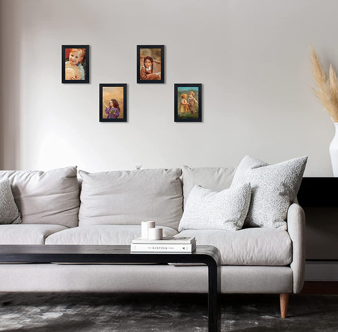 KSROECUD 4X6 Picture Frames (5pack,Brushed Black) with HD Real Glass-Tabletop & Wall Decor-Hanging Hardware Included