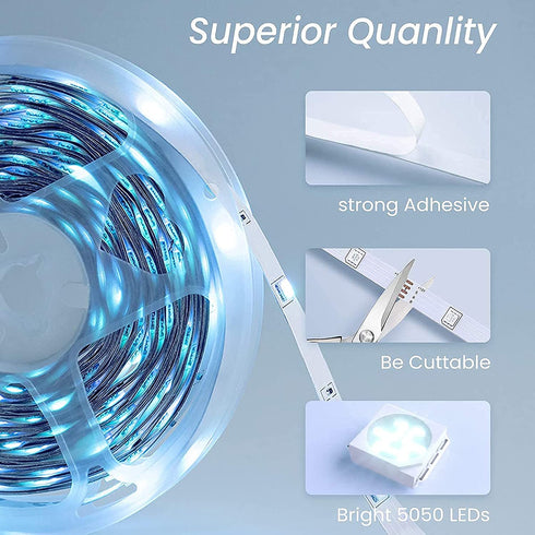 Gupup WiFi Led Lights 50ft,Tuya Smart App Controlled Led Strip Lights,Work with Alexa and Google Assistant Devices,Sound Activated Light Strip,Music Sync,Color Changing Led Lights(APP+Remote+Voice)