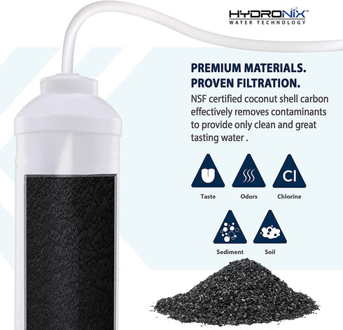 Hydronix 3 Pack ICF-10 Reverse Osmosis Post Polishing, Fridge & Ice Inline Coconut GAC Water Filter, 2000 Gal 1/4" NPT