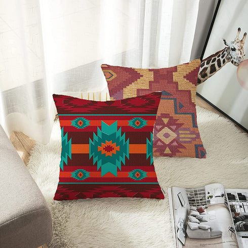 ArtSocket Set of 4 Throw Pillow Covers Southwestern Aztec Navajo Tribal Pattern Native Traditional Mexican Stripes Southwest Decorative Pillow Cases Home Decor Square 18x18 Inches Pillowcases