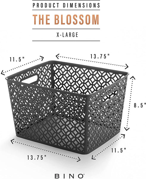 BINO Woven Plastic Storage Basket, X-Large (Grey)