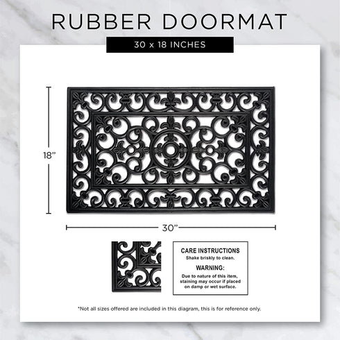 DII Rubber Doormats Collection All Weather, 18x30, Welcome Scroll