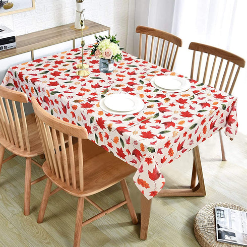 Thanksgiving Tablecloth, Autumn Maple Leaf Table Cloth, Fall Harvest Leaves Tablecloths, Waterproof Spillproof Table Cover for Dinner Kitchen Party Holiday Decoration, Rectangle 60 x 84 Inch