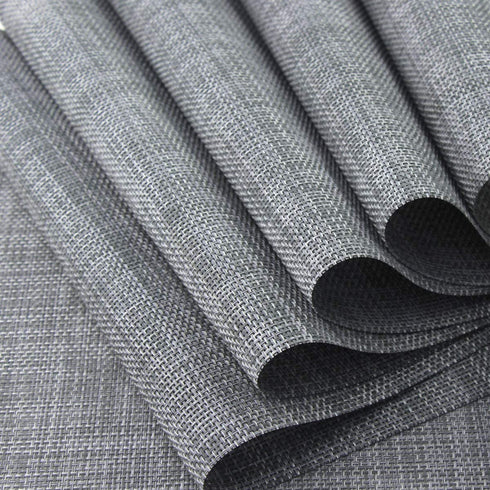 Panda Palm Durable Placemats Set of 6 Vinyl Heat-Resistant Table Mats Washable Plastic Placemats for Dining Table (Grey)