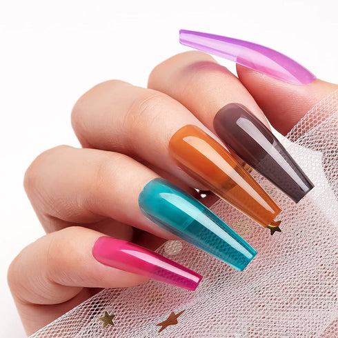 Makartt Acrylic Nail Kit, Long Ballerina Press On Nails Set Nail Tips Soft Gel Nail Tips Soak Off Nail Tips Full Cover Vivid Color with 4pcs Nail Glues 1pcs Nail File 240pcs Pump Ups Press on Nails