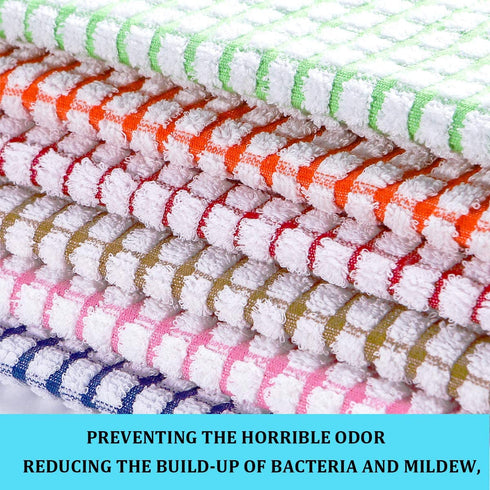 AOTBAT Kitchen Towels and Dishcloths Set, 16 x 25 and 12 x 12, Set of 12 Bulk Cotton Kitchen Towels Set, Dish Towels for Washing Dishes Dish Rags for Everyday Cooking and Baking