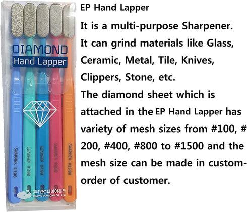 Diamond Hand Lapper, A multi-purpose Sharpener, For materials like Glass, Ceramic, Metal, Tile, Knives, Clippers, Stone, etc. Diamond sheet attached, For grinding, Electroplated
