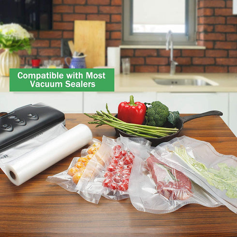 WishDirect Vacuum Sealer Bags Rolls Compatible with FoodSaver 4-Pack 11" x 25' Vacuum Seal Rolls Fit Inside Machine Double-Side Embossed BPA-Free Bags for Sous Vide or Food Storage (Total 100 Feet)