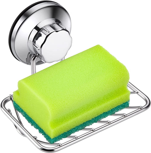 iPEGTOP Super Powerful Vacuum Suction Cup Shower Soap Dish - Strong Rustproof Stainless Steel Soap Saver Sponge Holder for Bathroom & Kitchen Sink, 2 Pack