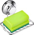 iPEGTOP Super Powerful Vacuum Suction Cup Shower Soap Dish - Strong Rustproof Stainless Steel Soap Saver Sponge Holder for Bathroom & Kitchen Sink, 2 Pack