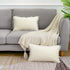 WLNUI Set of 2 Soft Velvet Lumbar Ivory White Pillow Covers 12x20 Inch Decorative Cute Pom Poms Throw Pillow Covers Cushion Case for Sofa Couch Home Farmhouse Decor