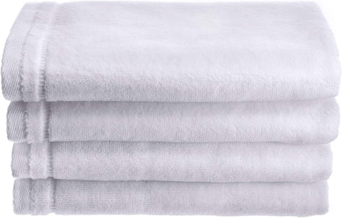 Creative Scents Cotton Velour Fingertip Towel, 4 Piece Set, 11 by 18-Inch, White