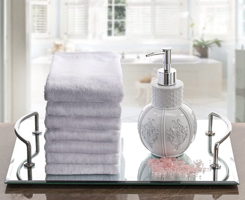 Creative Scents Cotton Velour Fingertip Towel, 4 Piece Set, 11 by 18-Inch, White