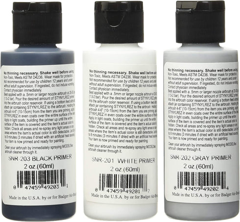Badger Air-Brush Co. SNR-210 Stynylrez, 2 Fl Oz (Pack of 1), White, Gray, Black