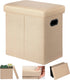COSYLAND Ottoman with Storage Slim Folding Ottoman Footrest Foot Stool Ottoman for Room Small Tall Collapsible Fabric Ottoman Furniture with Lid Handles Toy Chest Linen Beige 16.5x16.5x10.6in