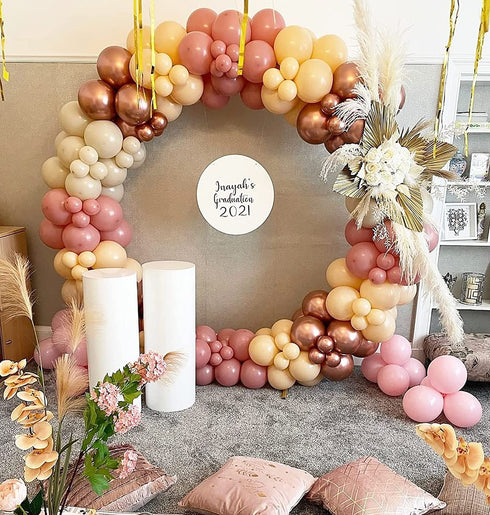 Oopat DIY Metallic Rose Gold blush Balloon Garland kit for Womens Birthday Bachelorette Party Graduation Wedding Anniversary Engagement Party Decoration