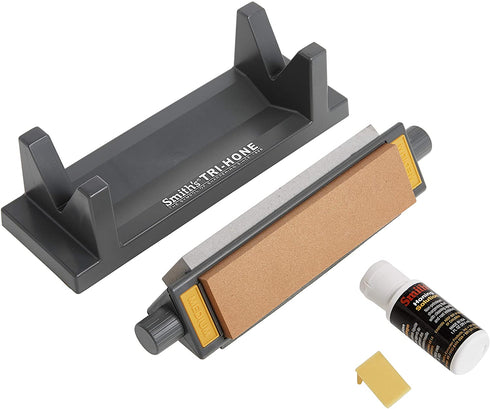 Smith's - TRI6 TRI-6 Arkansas TRI-HONE Sharpening Stones System Gray