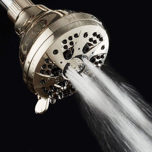 AquaDance Brushed Nickel High Pressure 6-Setting Spiral Shower Head Angle Adjustable, Anti-Clog Showerhead Jets, Tool-Free Installation-USA Standard Certified-Top U.S. Brand