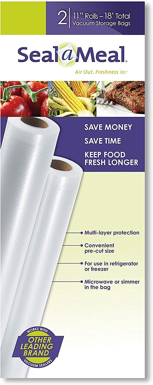 Seal-a-Meal 11" x 9' Vacuum Seal Rolls for Seal-a-Meal and FoodSaver Vacuum Sealers, 2 Pack - FSSMBF0626-000