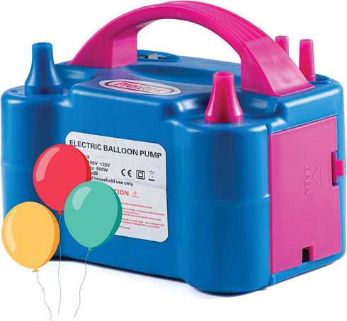Prextex Electric Balloon Pump - Portable Air Blower Dual Nozzle Balloon Inflator for Fast and Easy Bulk Balloons Filling for Event and Party Decoration (Blue, 110V)